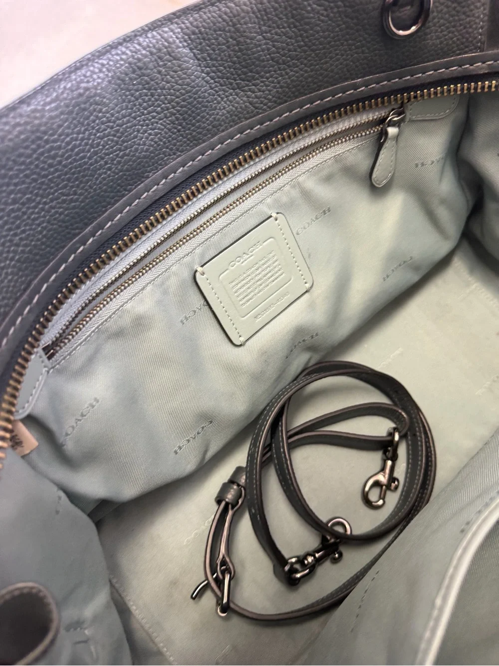 Coach dark gray (almost navy blue) Dreamer 36 Leather Satchel